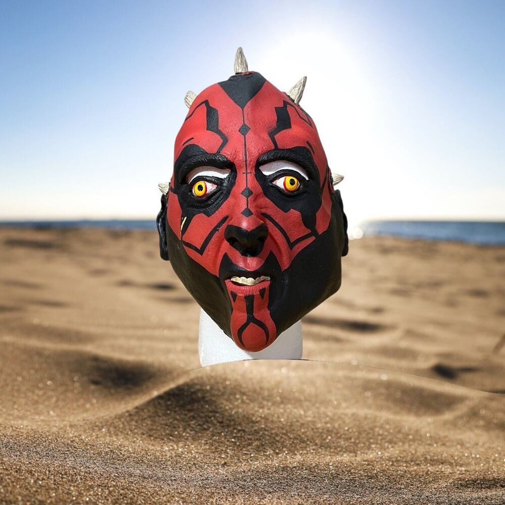 Vintage DARTH MAUL Star Wars LATEX MASK RUBIE'S Costume Cosplay Halloween Adult